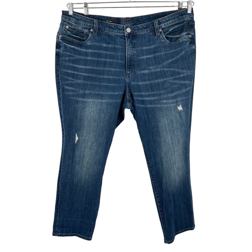 Kut from the Kloth jeans Katy boyfriend denim distressed blue size 22W